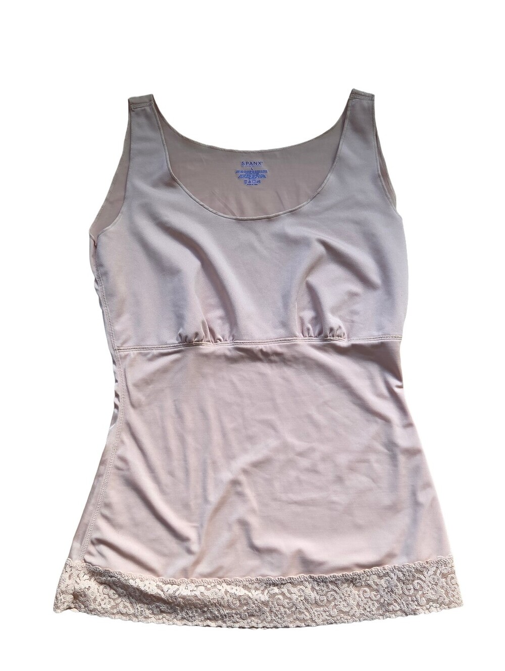 SPANX Hide And Sleek Scoop Neck Ruched Busy Lace-Hem Camisole In Soft Nude